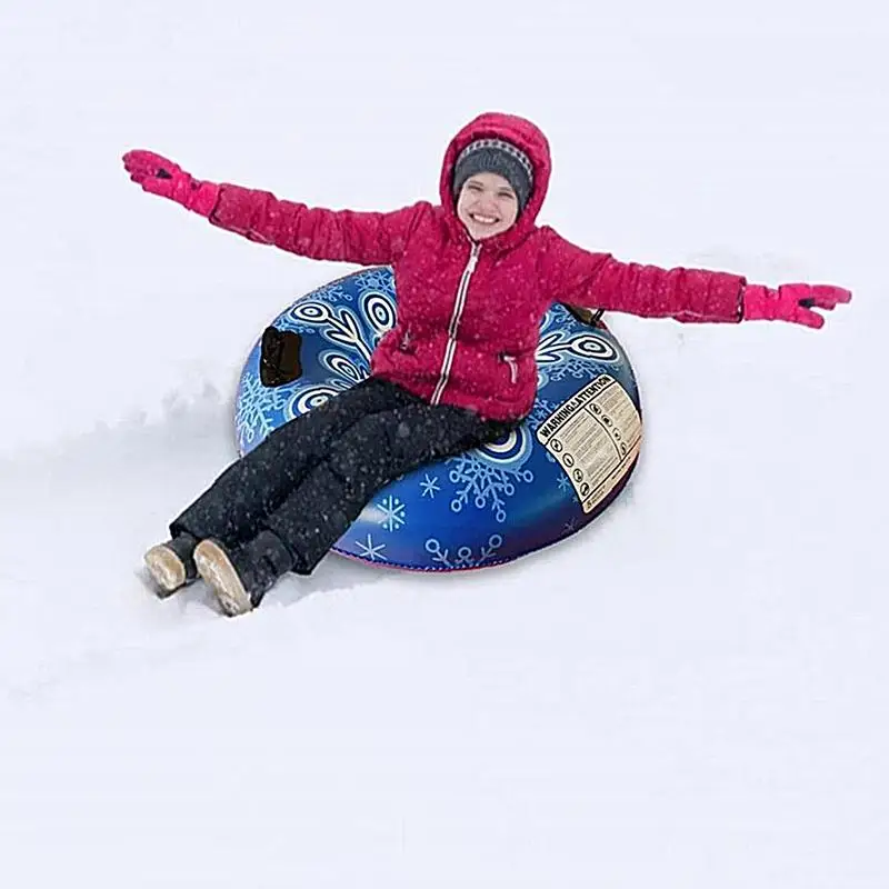 Christmas Snow Sled Heavy Duty Snowflake Christmas Tube Sled Portable Snow Sledding Tube Funny Winter Outdoor Fun Toys For
