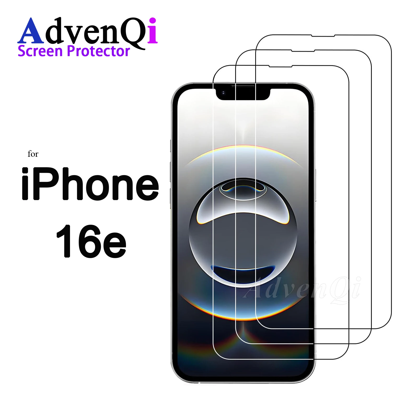 Displayschutzfolie für iPhone 16e, gehärtetes Glas, HD-Kristall, Glimmer, 9H, kratzfest, transparent