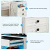 Night Stand Set 2 with Gun Drawer, Modern Nightstand with Wireless Charging Station, Smart Bedside End Table with Glass Top&4 Dr 4