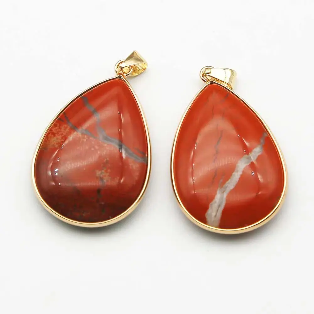

Quality Natural Stone Goldplated Edge Crystal Agate Water Drop Exquisite Pendant Charm Fashion Jewelry Accessorie Wholesale 4Pcs