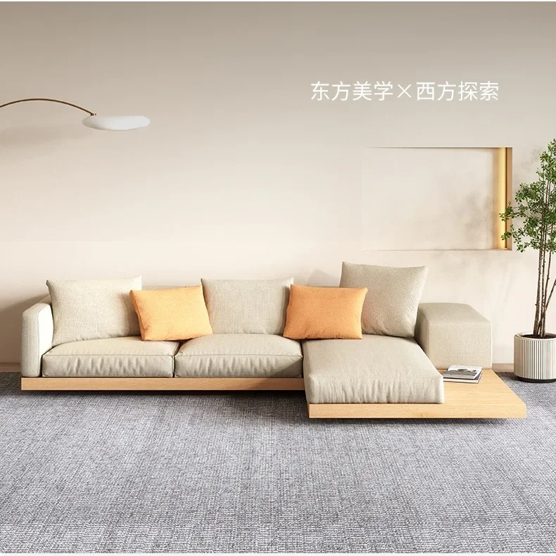 

Custom-made Japanese log style solid wood tatami sofa small apartment modern simple fabric corner low sofa combination living