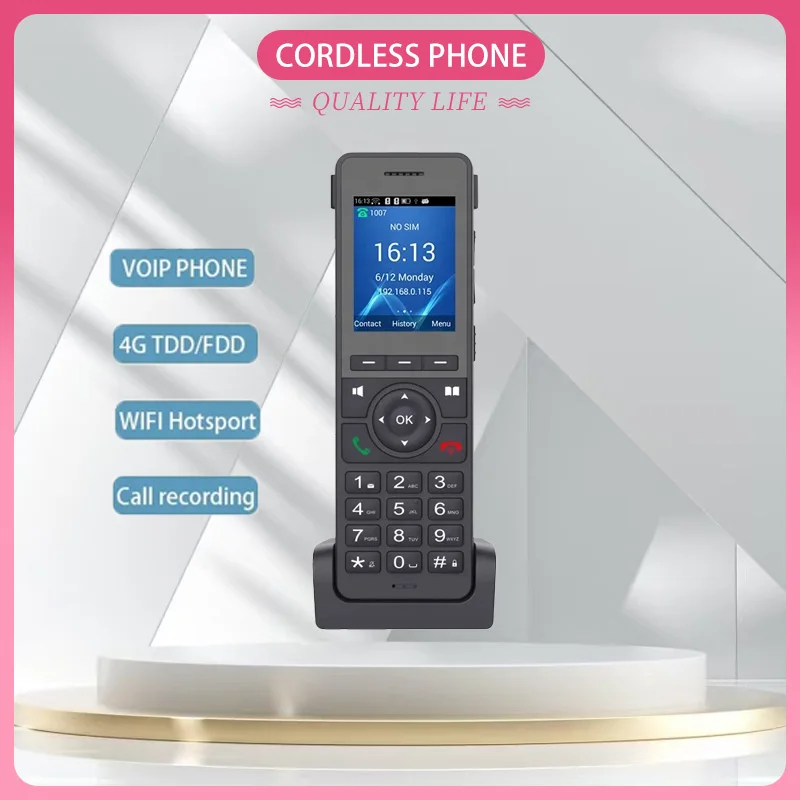 New Hindetel lte wifi 2.4G Cordless Phone SIP VOIP hotspot recording ip phone Cordless 4G SIP Phone Desktop VoIP