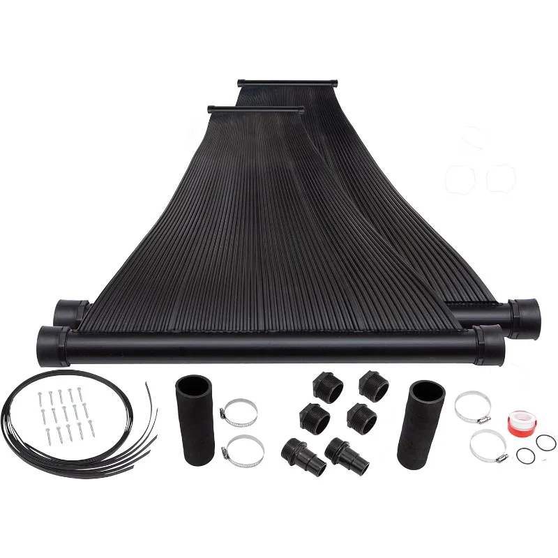 SunQuest Solar Pool Heater Panels-2 (2ft x 12ft) Collectors w/Roof/Rack & Add on Kit-Solar Water Heater for Above Ground