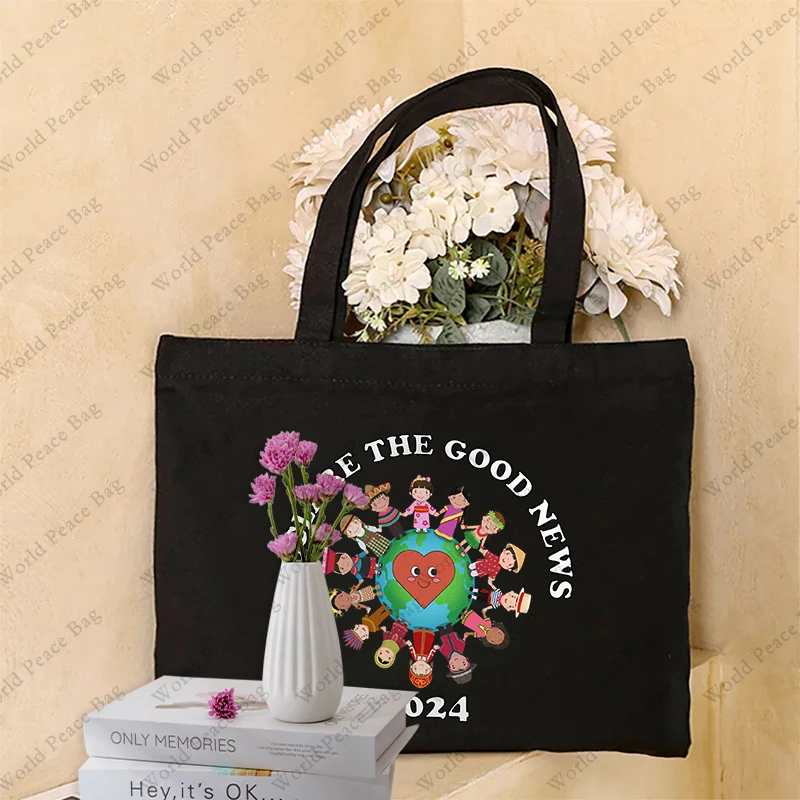 1pc Declare The Good News JW Convention Jehovah's Witnesses pattern Tote Bag Canvas Shoulder Bag For Travel Daily Commute