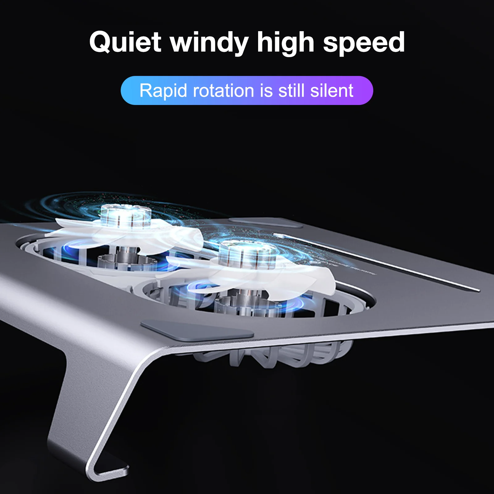 HOWENS Gery 듀얼 고속 팬 알루미늄 합금 스탠드(노트북 쿨러용) 10-15인치 노트북 냉각용 조절식 스탠드 패드