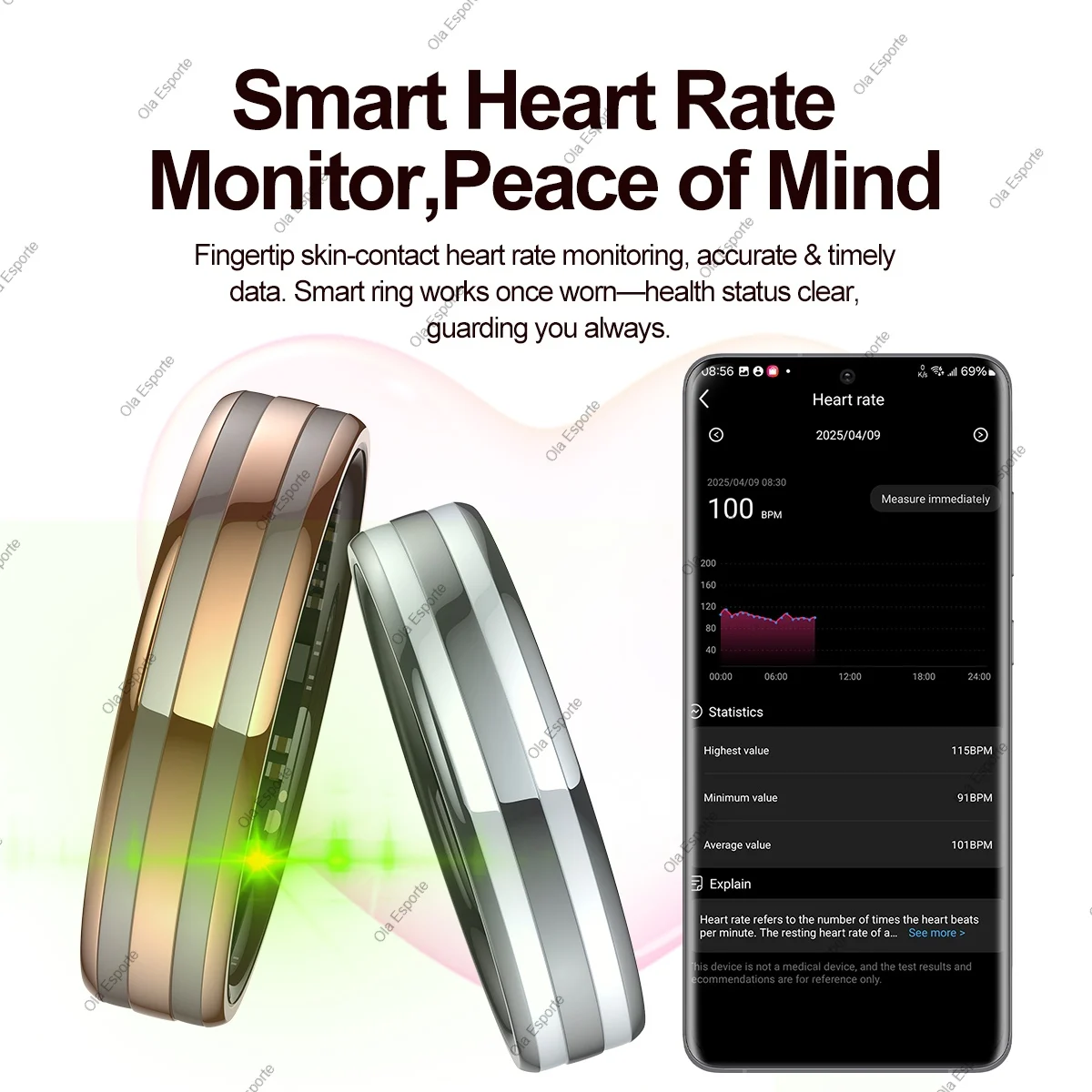 2026 New Smart Ring Temperature Heart Rate Sleep Monitoring Motion-Sensing Game IP68 Waterproof Men Women SmartRing Holiday Gift 3