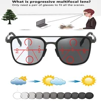 Clara Vida Photochromic Progressive Multifocal Reading Sunglasses Retro Rectangular Reading Glasses +0.75 To +4 See Near and Fa 1