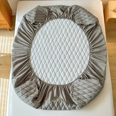 Sc3e430d58b1d4dd4ac45020b3cc5e287Y New Waterproof Throw Mattress Cover Bed Fitted Sheet Mattress Protector Single/Double/140/160 Multi Size Gray/White Mallzona