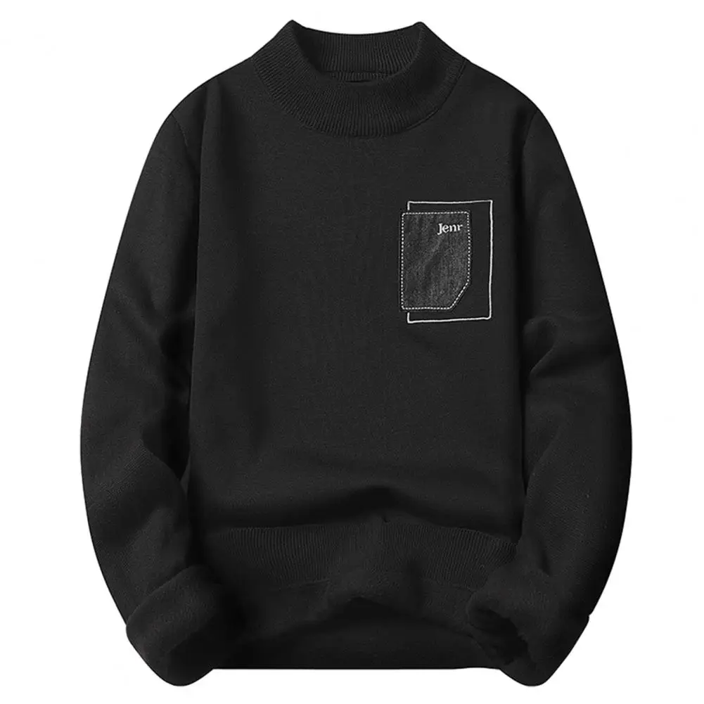 

Men Half Turtleneck Sweater Men's Thickened Plush Sweater with Half-high Collar Neck Protection for Fall Winter Soft for Men