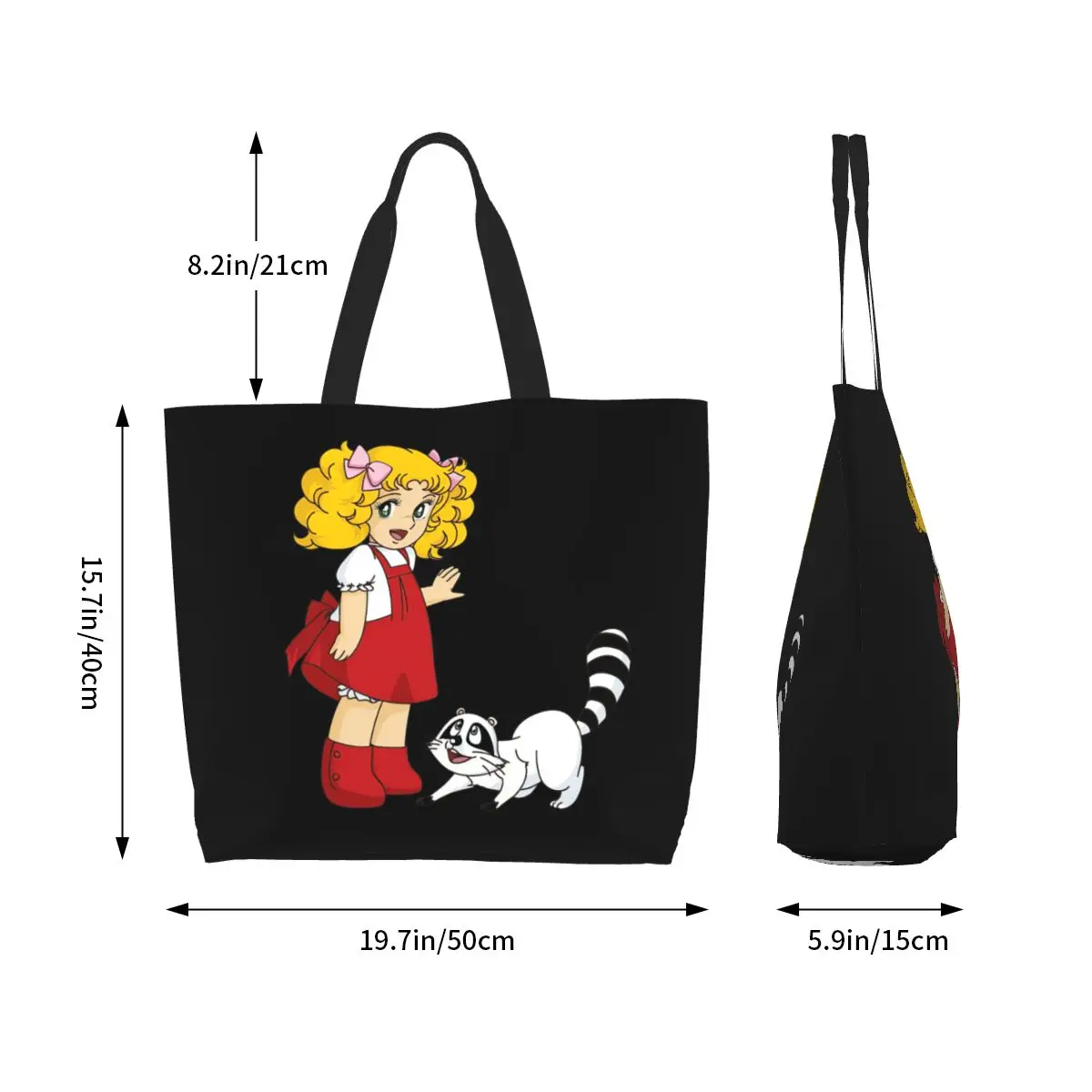 Custom Candy Candy Shopping Canvas Bag Women Recycling Large Capacity Grocery Cartoon Anime Manga Tote Shopper Bags 5