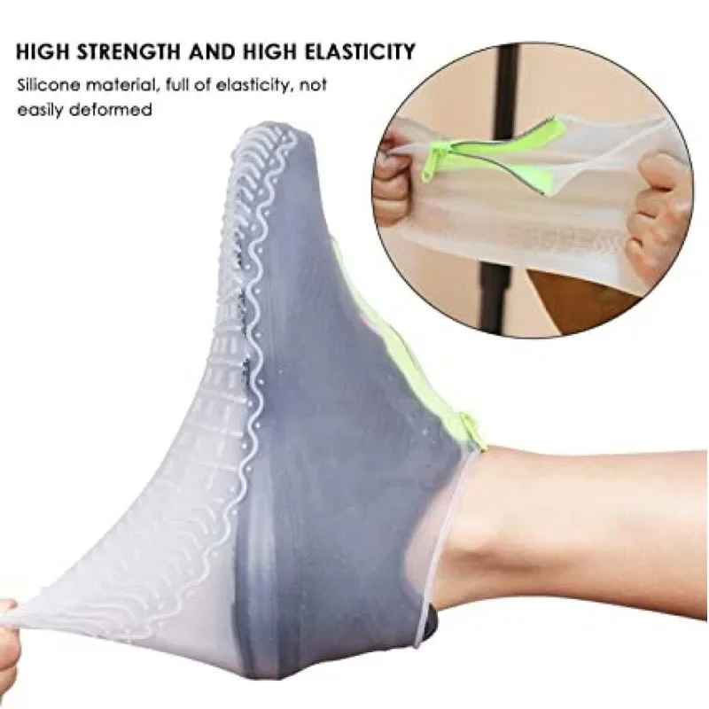 Shoe Covers Outdoor Waterproof Zipper Silicone Portable Easy on/Off Adult Children Non-Slip