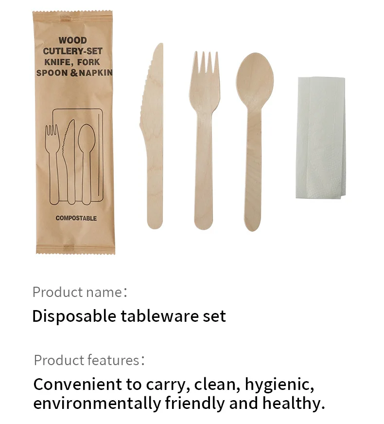 10/20PCS Disposable Cutlery Set – Individually Wrapped Knife, Fork, Spoon & Napkin – Po... - SKU DCS16299 - UGI Packaging
