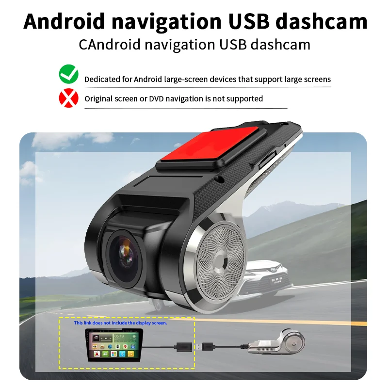 HD Wide Angle USB Dash Cam with ADAS System
