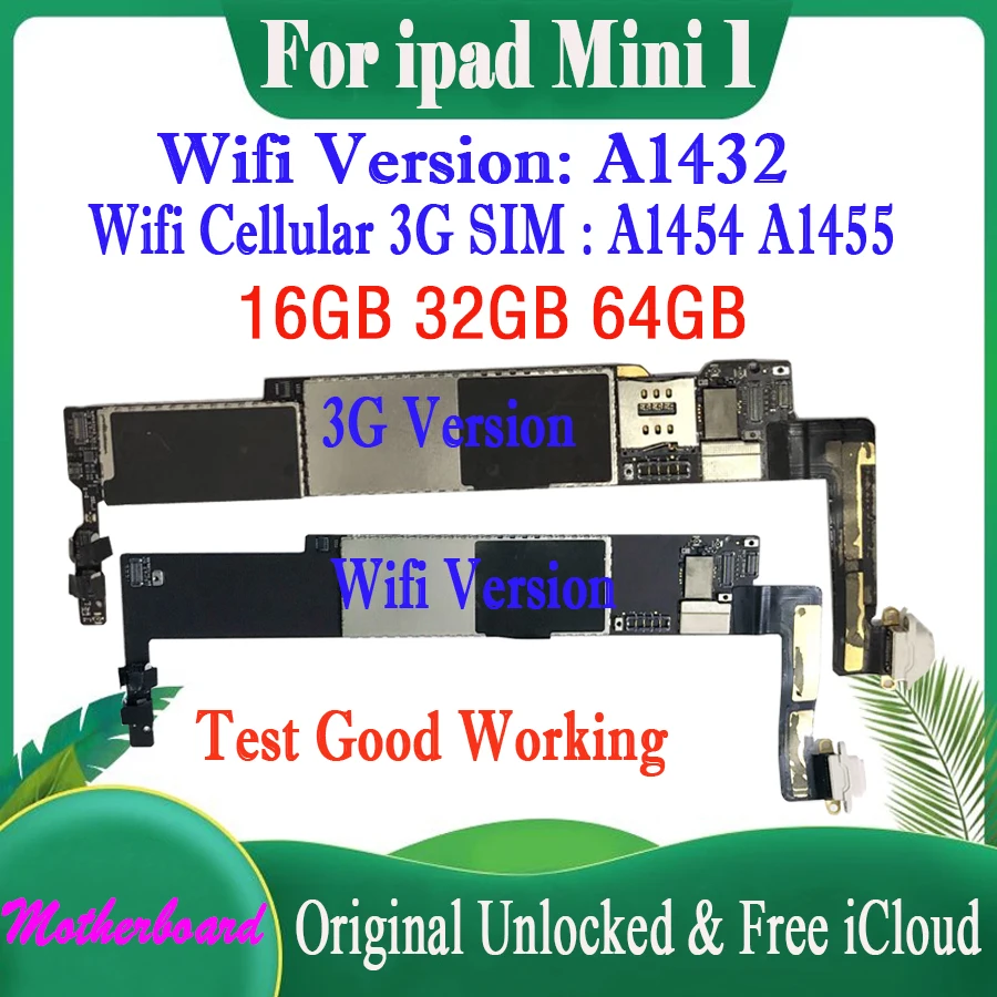 Per Ipad Mini 1 A1432 Wifi E A1454/A1455 Versione 3G Scheda Madre Schede Logici Di Sblocco Originali Per Ipad Mini 1 Mainboard 100% Test