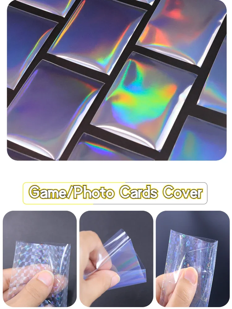 

100 Pcs Set Board Game Playing Card Laser Sleeves Protector Holder Foil Transparent Clear Kpop Photo Cards Color Cover Pouch Kit