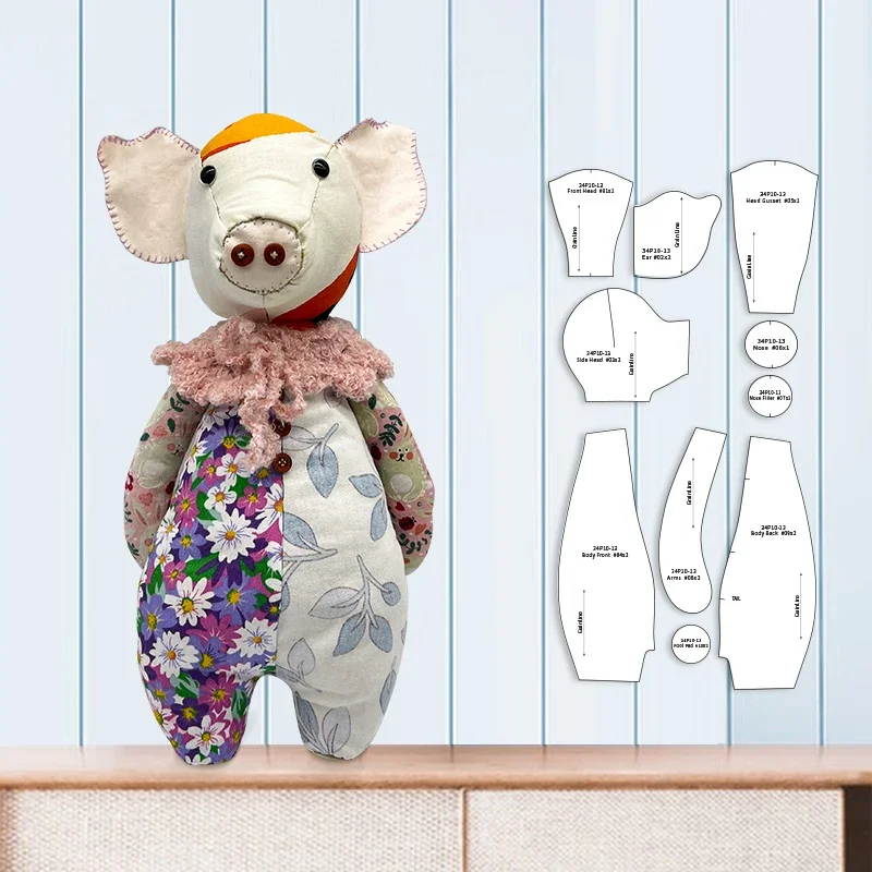 NUBECOM 10PCS DIY Pig Shaped Acrylic Stencil Handmade Memory Pig Quilting Template Doll Sewing Tool Gifts Decor With Instruction