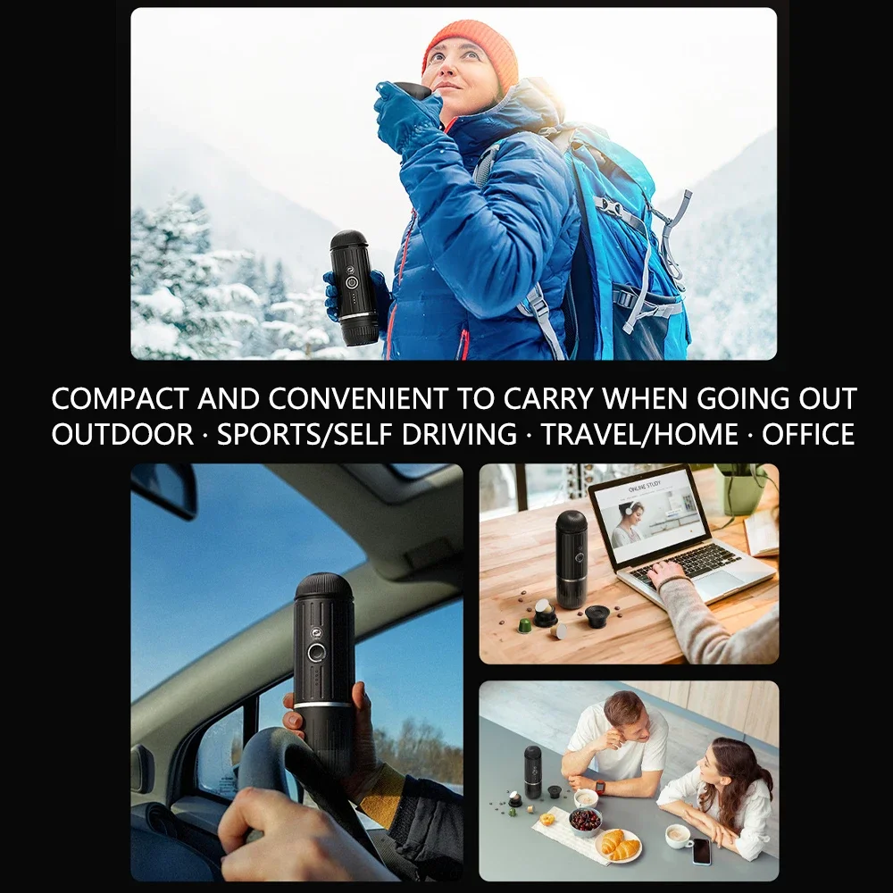 ICafilas Portable ME2218 Mini 2-in-1 Italian capsule coffee maker automatically heats and grinds outdoor sports trips 3