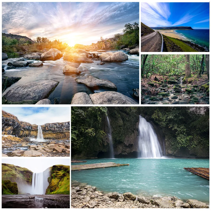 

Vinyl Custom Natural Scenery Waterfall Photography Backgrounds Props Spring Landscape Portrait Photo Backdrops 21110WA-07