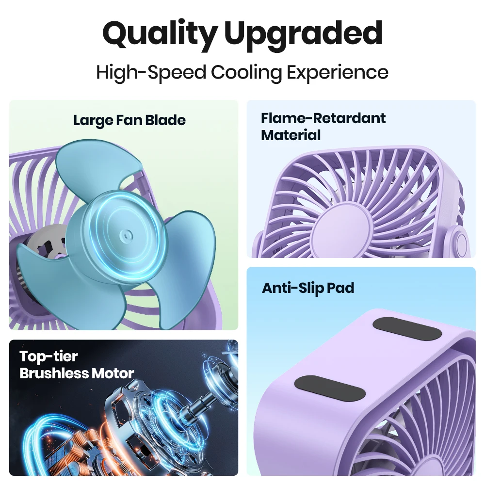 TOPK 4Inch USB Mini Desk Fan,3 Speeds Quiet Portable Desktop Table Fan,360°Adjustment Personal Small Fan for Bedroom Home Offic 3