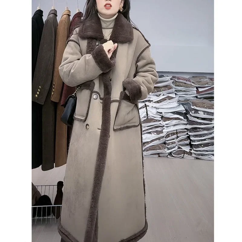 Imitation Fur Coat For Women's Winter 2025 New Suede Lamb Fur Loose And Slimming Thicken Long fur Jacket wool Suede Velvet Coat