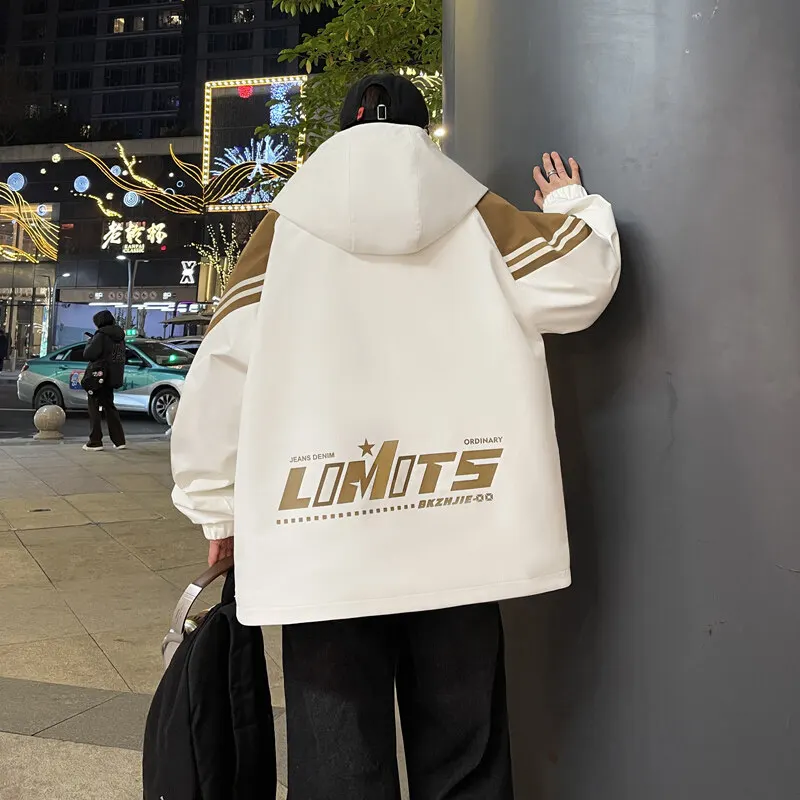 موضة ربيع خريف 2025 سترة بقلنسوة غير رسمية للرجال...