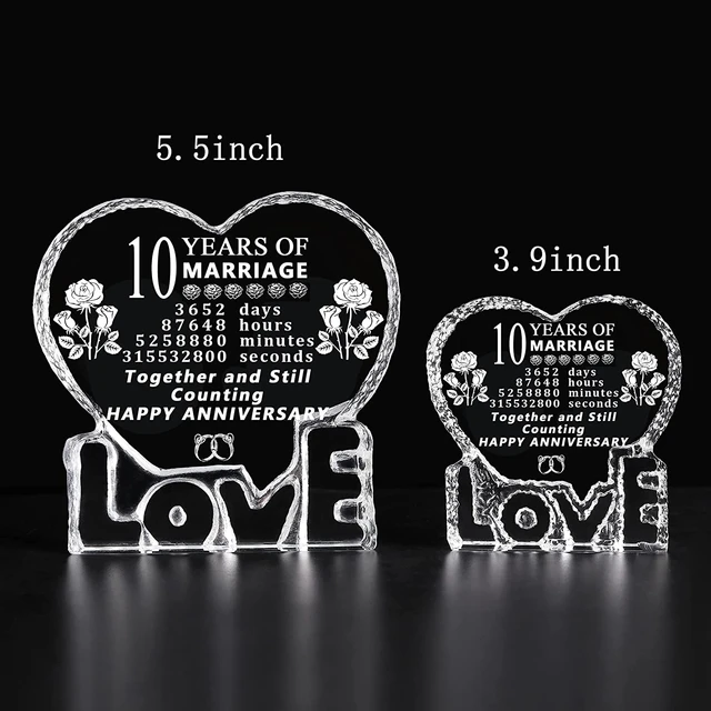  Wedding Gift for Her Years of Marriage Gift Happy Anniversary  Present for Woman Acrylic Heart Marriage Keepsake for Wife Husband  Girlfriend Boyfriend (Love Style) : Home & Kitchen
