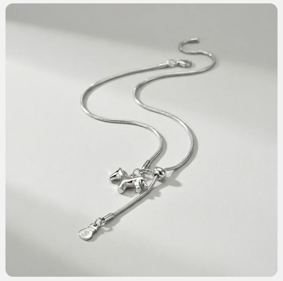 Vnox Kupfer Niedliche Pony-Halskette mit Fransen für Damen, Glücksbringer-Accessoire, Geschenk für Freunde – Detail 6