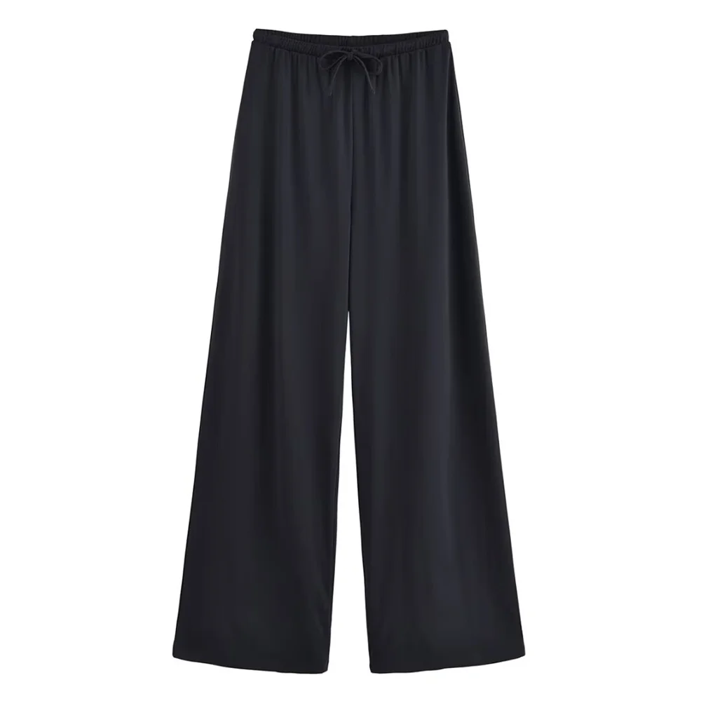 2025 New Women's Casual Elegant European and American Style Design Texture Straight Tube High Waist Casual Pants