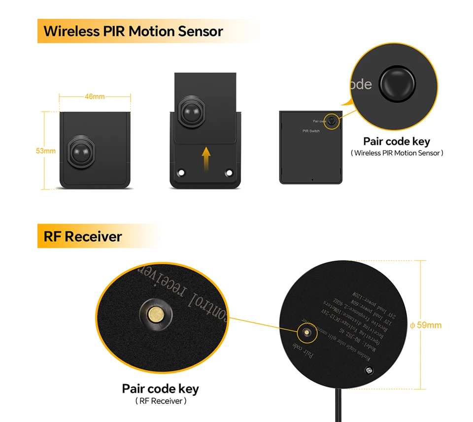 24V Wireless PlR Motion Sensor COB LED Neon Strip NightLight for Bed Bathroom Stair Hallway Lighting 3/5/10m Solid Silicone Tape