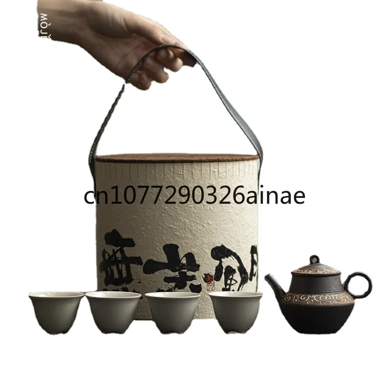 

Old Rock Clay Teapot One Pot Four Cups Home Gift Teaware Set Set