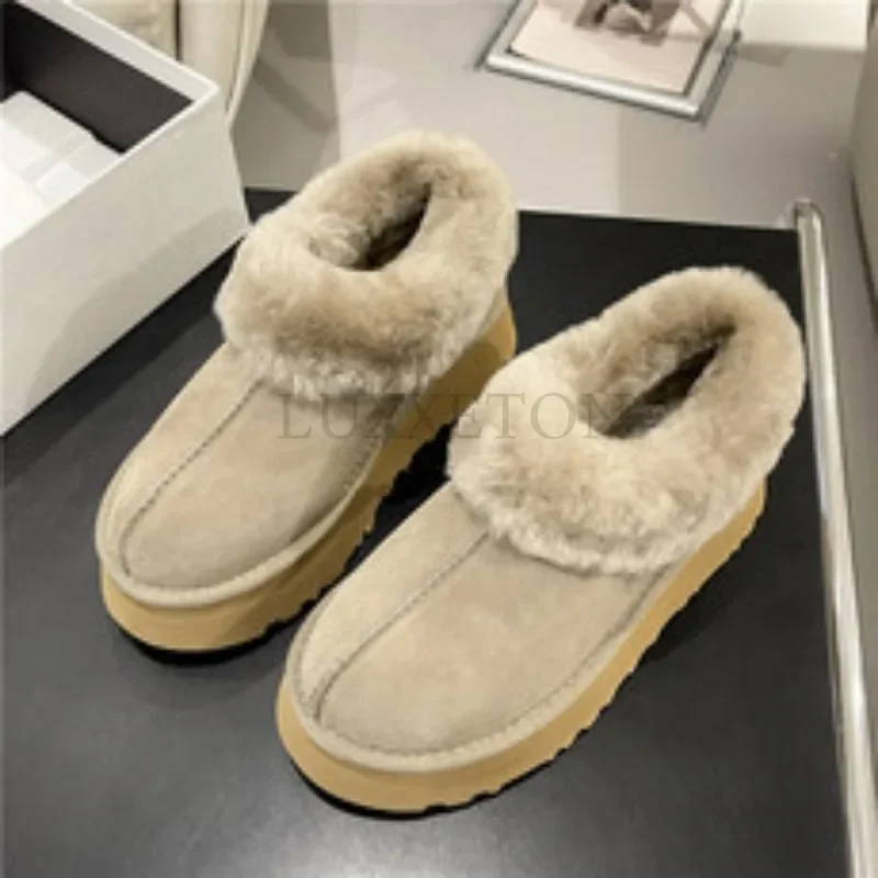 

Fur Slippers Women Winter Plush Sandals Luxury Slip on Platform Slides Female Thick Sole Designer Cotton Home Shoes