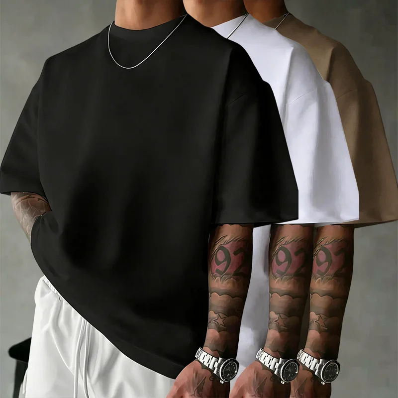 Sommer-Strand-T-Shirt aus Baumwolle mit kurzen Ärmeln für Herren, lässig, locker, kurz geschnitten, atmungsaktiv, bequem, Basic-T-Shirts, Sport, Streetwear, weich