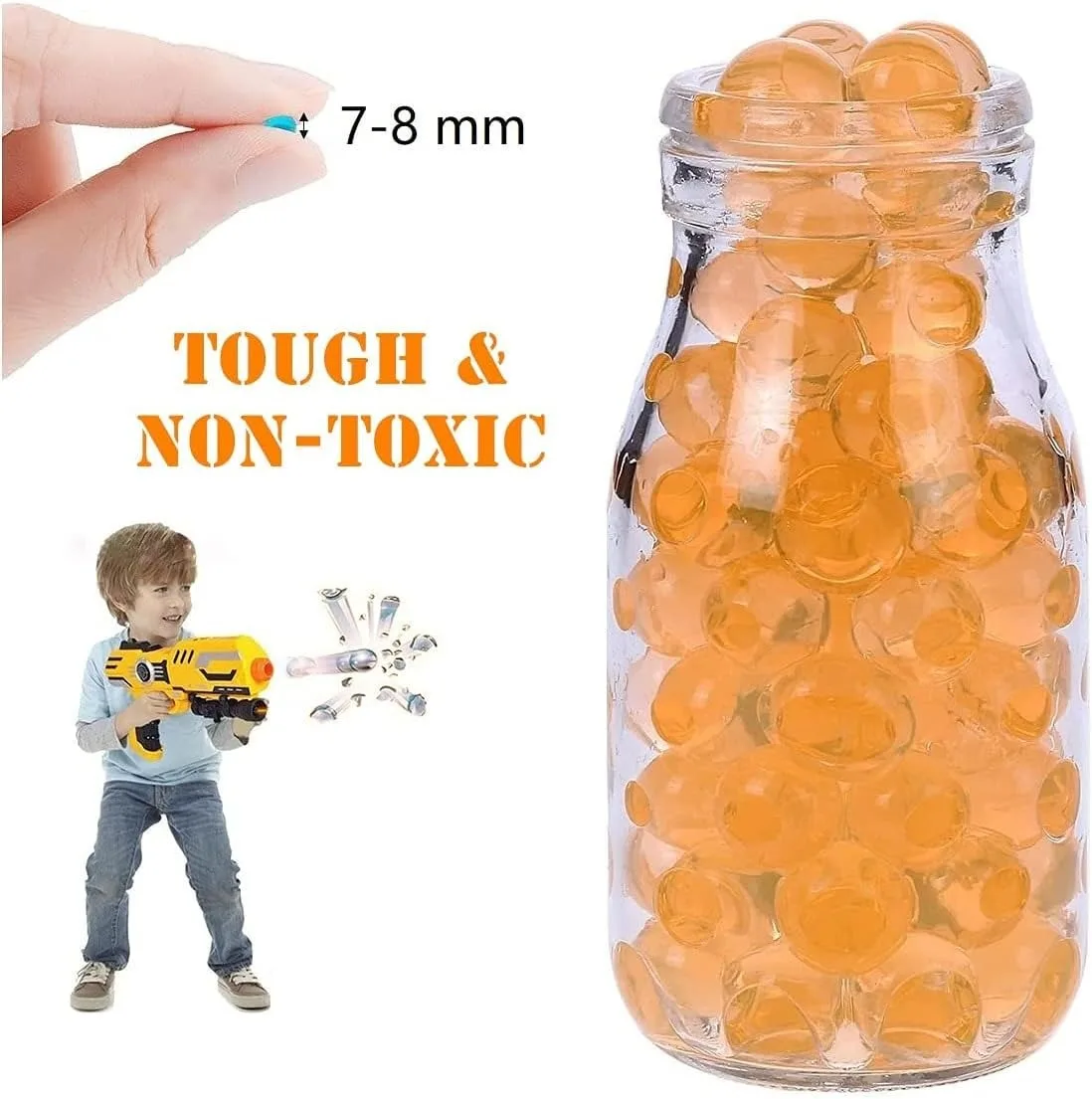 7-8mm Orange Grow Home Garden Crystal Soil Water Beads Room Decor Refill Ammo Balls Wedding Decoration Gel Pearls Hydrogel Orbiz