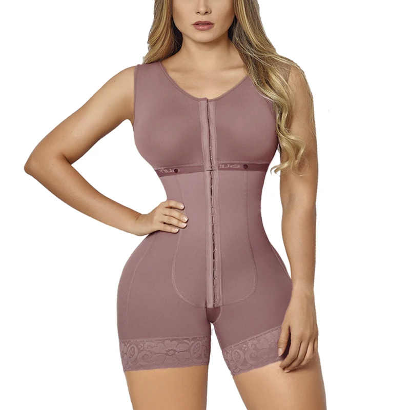 Fajas Corset Femme Sleeveless Short Breasted Body Shaper Firm Control High-Thight Shapewear For Women Eye N Hook Fat Burner