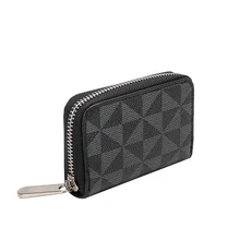  New Luxury Brand Small Coin Purse for Women Money Card Holder Zipper Coin Key Storage Bag Famous Plaid Leather Ladies Mini Purse 