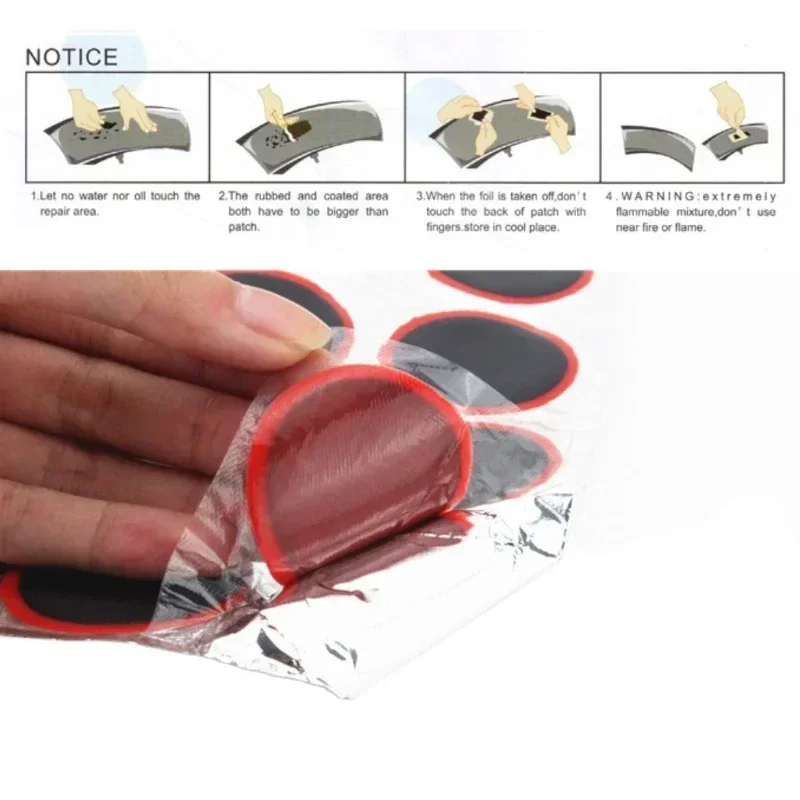 25mm Bike Rubber Puncture Patches Bicycle Tire Tyre Tube Repair Cycle Patch Kit No Glue Inner Tube Puncture Repair Tool