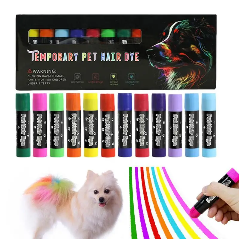 

Pet Paint Pens 12 Colors Washable Pet Safe Hair Dye Dog Nail Polish Pen Pet Fur Paint For Different Grooming Pets Temporary