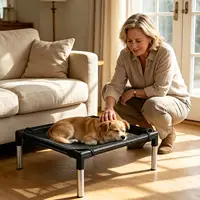Elevated Dog Bed Breathable Mesh Washable Portable Cot Heavy Duty Raised Outdoor Dog Bed for Camping Travel Car Patio Yard 5