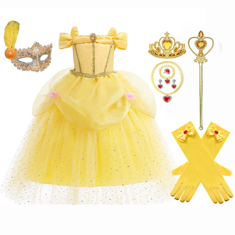 Halloween Costume for Girls Creative Cute Cartoon Princess Cosplay Belle Dress Dress Up Costume For Party Performance