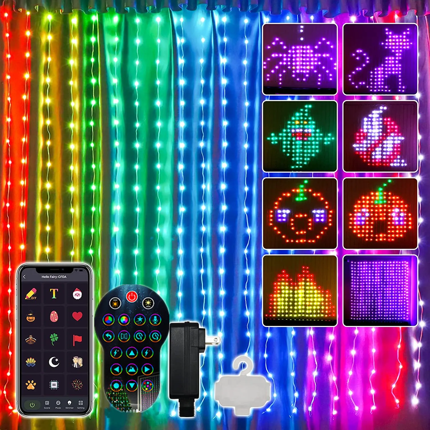 

Smart LED Curtain String Lights Bluetooth APP Control Christmas Decoration DIY Picture Fairy Light Garland Navidad Window Room