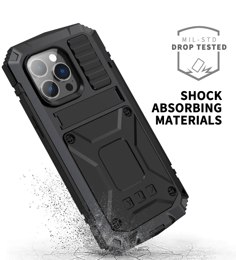 Luxury Rugged Armor 360 Full Phone Case For iPhone 15 14 Pro Max Plus 13 12 11 Metal Aluminum Shockproof Cover