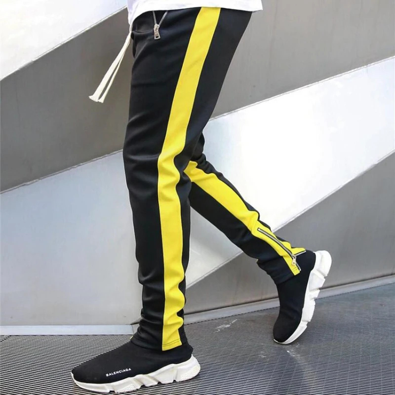 Mens Joggers Casual Pants Fitness Sweatpants Sports Track Pants Mens Zipper Drawstring Black Gyms Trousers Casual Sweatpants Men Casual Pants