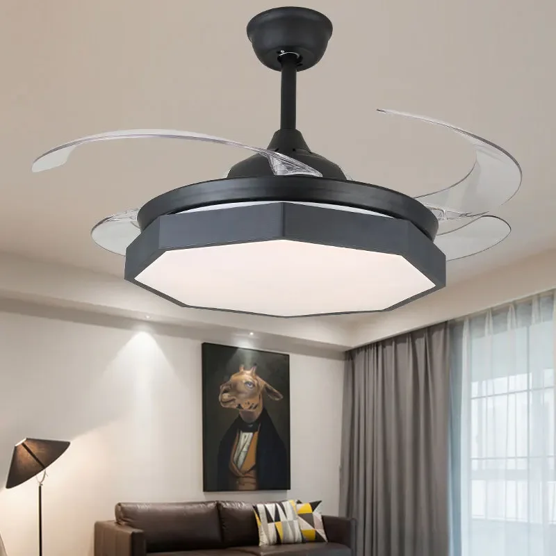 

Nordic remote control restaurant fan lamp modern minimalist bedroom living room study led fan lamp