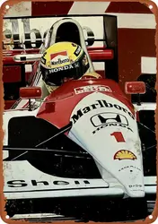 Vintage Ayrton Senna Metal Wall Decor Retro Poster (8x12 Inch) - 20x30cm