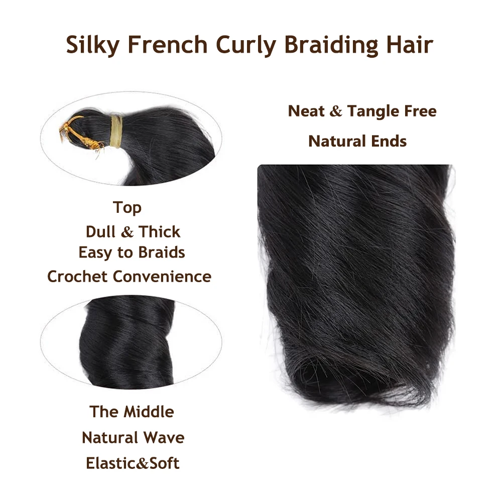French curl braiding hair detail image 2