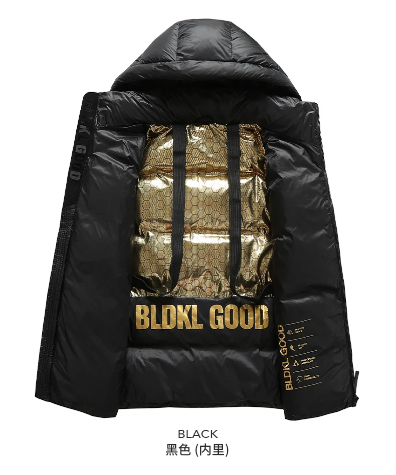 Down Jacket Black Gold Down Jacket, Down Suit, Short Bread Suit, Men's And Women's Anti-Season Lovers Coat, Thickened Winter Protection