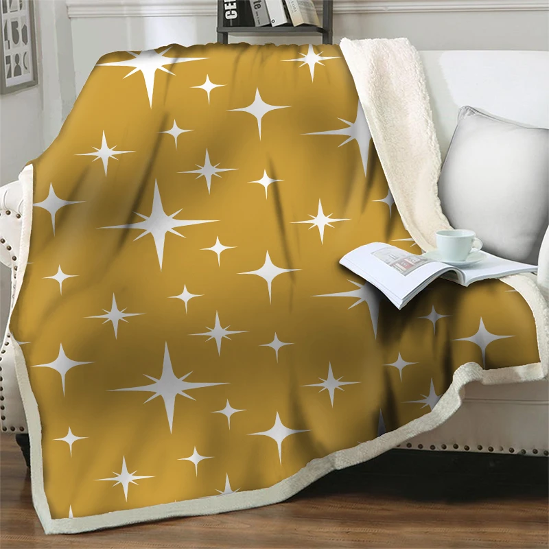 

Stars Geometric Pattern Soft Flannel Blanket 3D Art Decor Print Plush Throw Blankets For Sofa Beds Travel Picnic Quilt Nap Cover