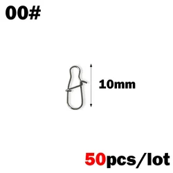 OUTKIT 50PCS Stainless Steel Swivel Fishing Connector and Lure Clip Set (00)