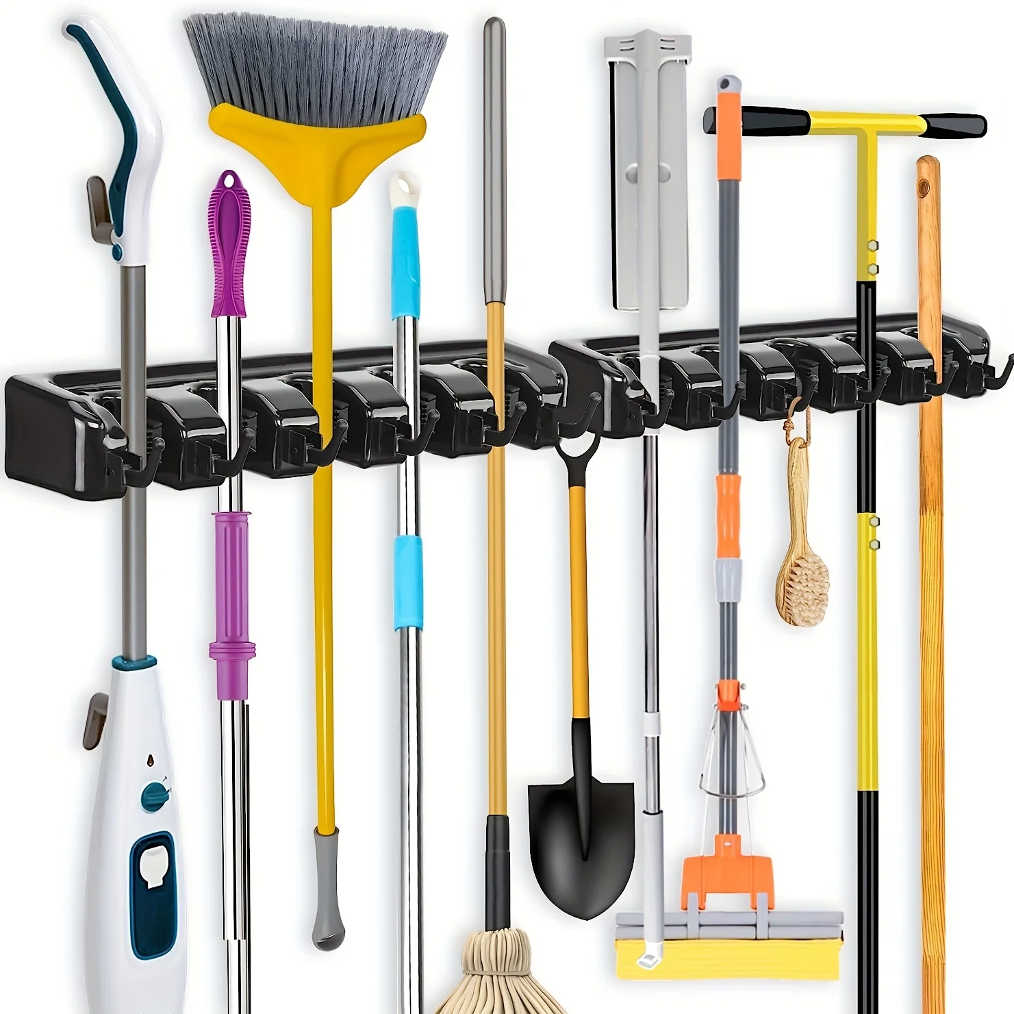 1pc Magic Mop Rack Broom Rack Mop Clip Hook Bathroom Hook Broom Storage Multiple Colors and Multiple Hooks Multifunctional