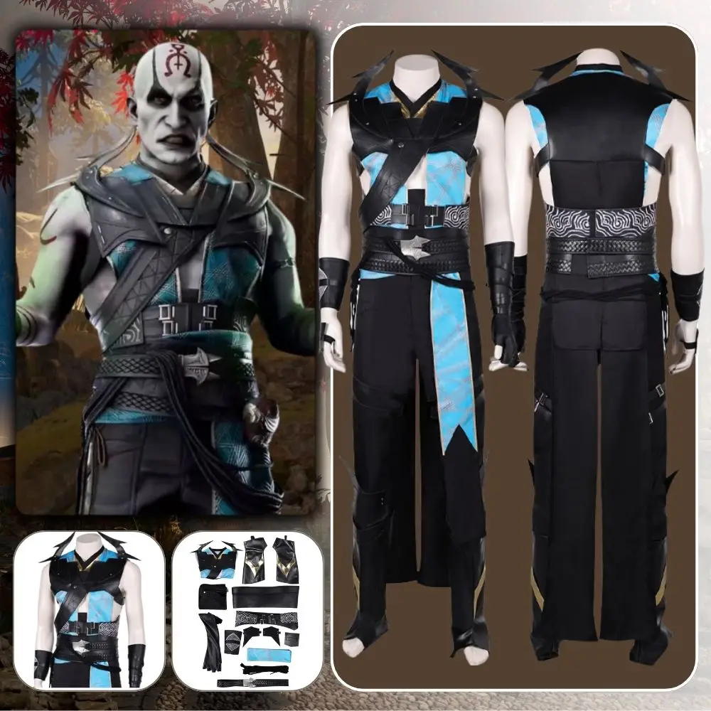 

Game Mortal Kombat Quan Chi Cosplay Fantasia Costume Disguise for Adult Men Clothes Roleplay Outfits Halloween Carnival Suit